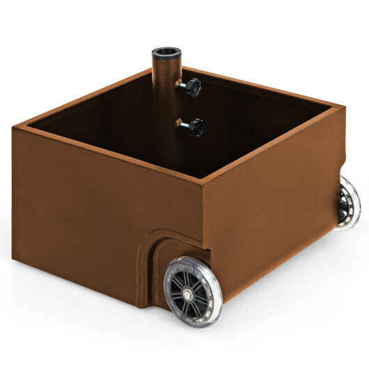 150 Pounds Patio Umbrella Base Stand Wheels Planter Outdoor-Coffee W2B