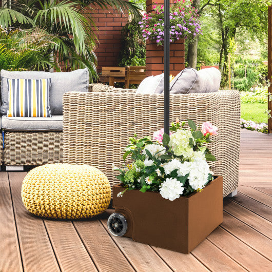 150 Pounds Patio Umbrella Base Stand Wheels Planter Outdoor-Coffee W2B