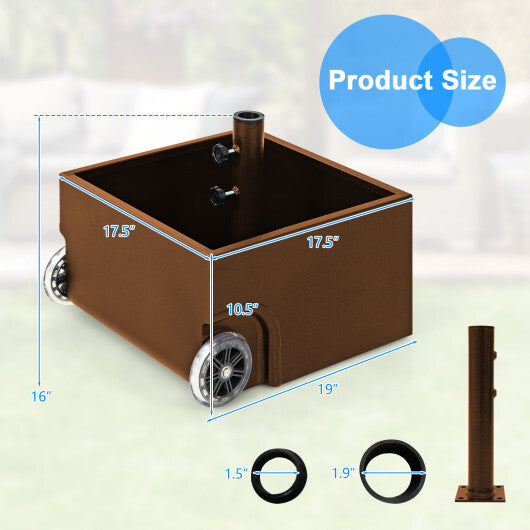 150 Pounds Patio Umbrella Base Stand Wheels Planter Outdoor-Coffee W2B