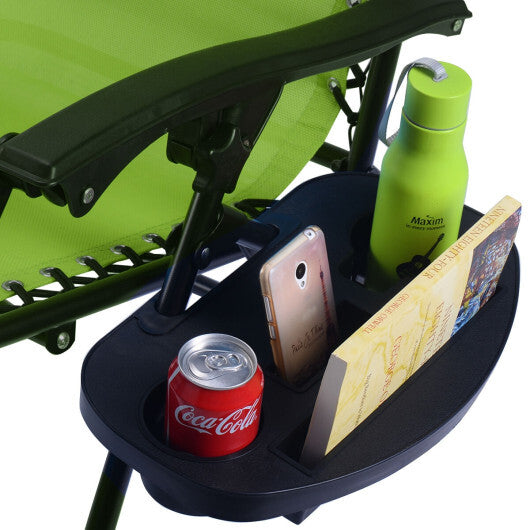 2 Pieces Folding Lounge Chair with Zero Gravity-Green - Color: Green W2B