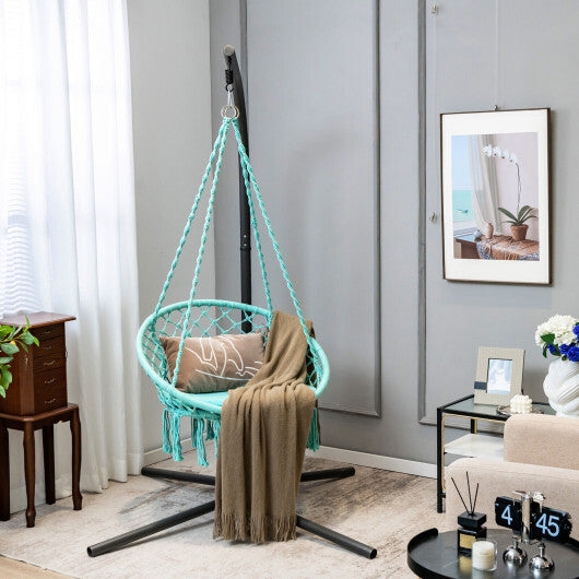 Cushioned Hammock Swing Chair with Hanging Kit-Black W2B