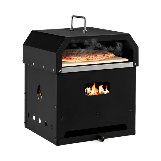 4-in-1 Outdoor Portable Pizza Oven with 12 Inch Pizza Stone W2B