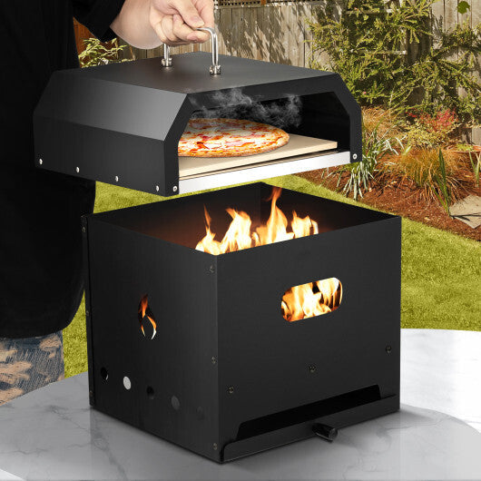 4-in-1 Outdoor Portable Pizza Oven with 12 Inch Pizza Stone W2B