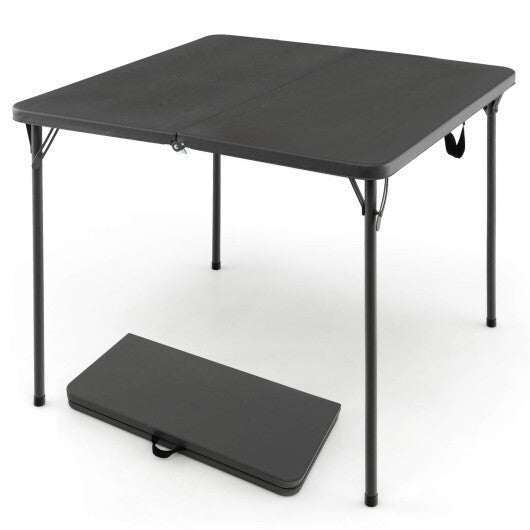 Folding Camping Table with All-Weather HDPE Tabletop and Rustproof Steel Frame-Gray W2B
