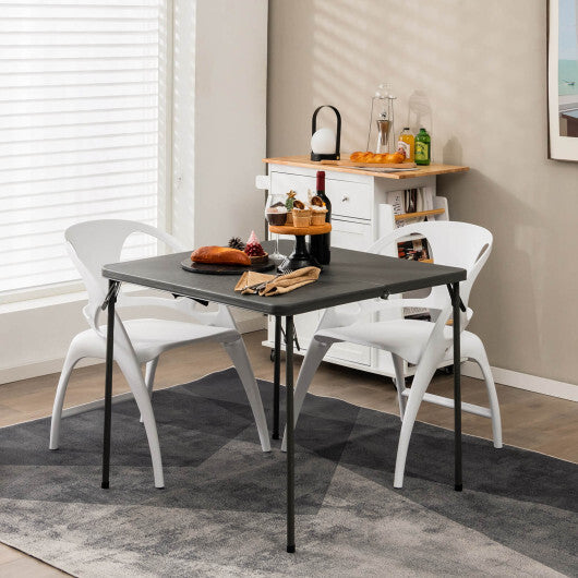 Folding Camping Table with All-Weather HDPE Tabletop and Rustproof Steel Frame-Gray W2B
