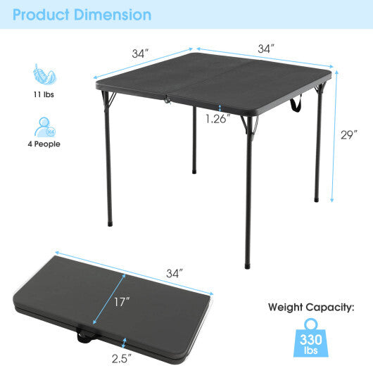Folding Camping Table with All-Weather HDPE Tabletop and Rustproof Steel Frame-Gray W2B