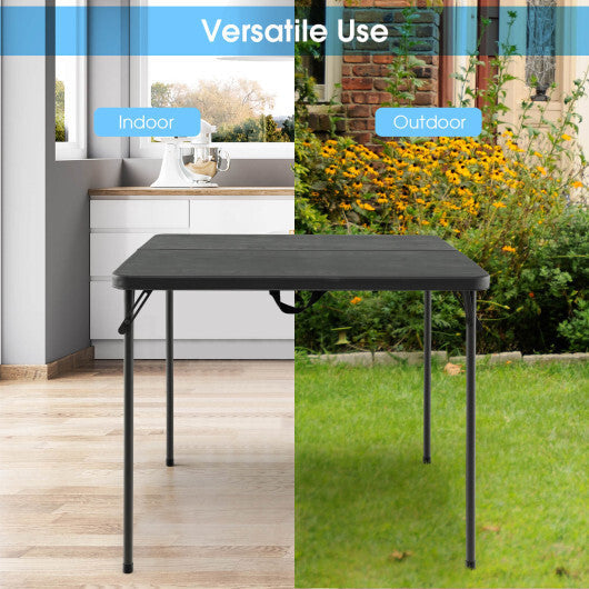 Folding Camping Table with All-Weather HDPE Tabletop and Rustproof Steel Frame-Gray W2B