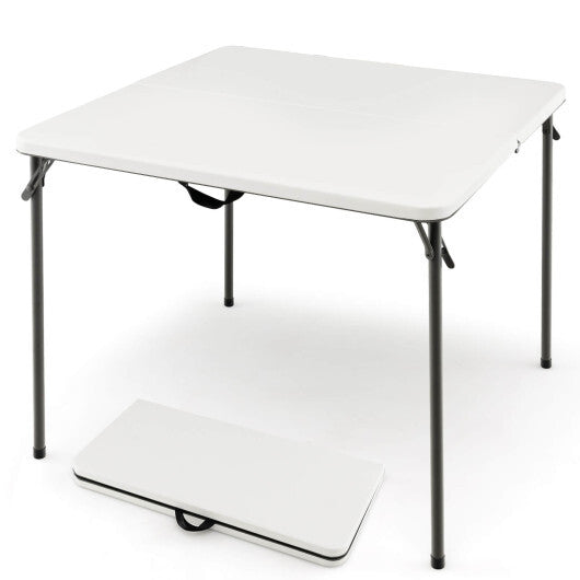 Folding Camping Table with All-Weather HDPE Tabletop and Rustproof Steel Frame-Gray W2B