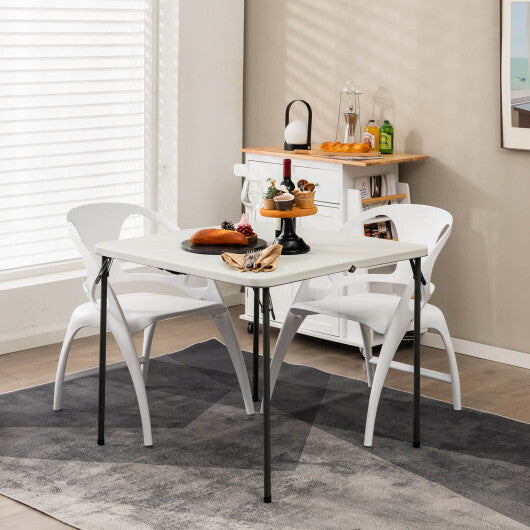 Folding Camping Table with All-Weather HDPE Tabletop and Rustproof Steel Frame-Gray W2B