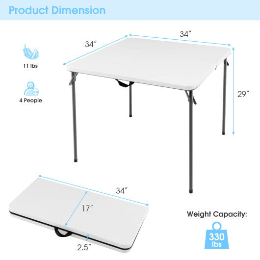 Folding Camping Table with All-Weather HDPE Tabletop and Rustproof Steel Frame-Gray W2B