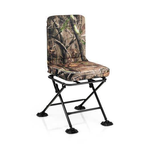 Swivel Folding Chair with Backrest and Padded Cushion-Camouflage W2B