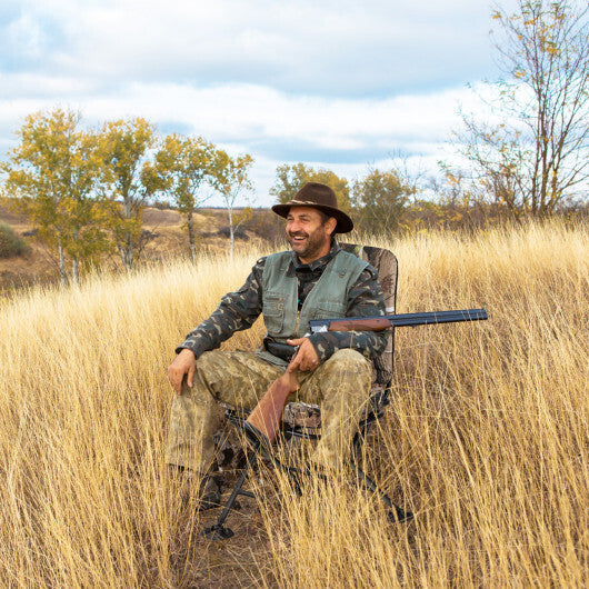 Swivel Folding Chair with Backrest and Padded Cushion-Camouflage W2B