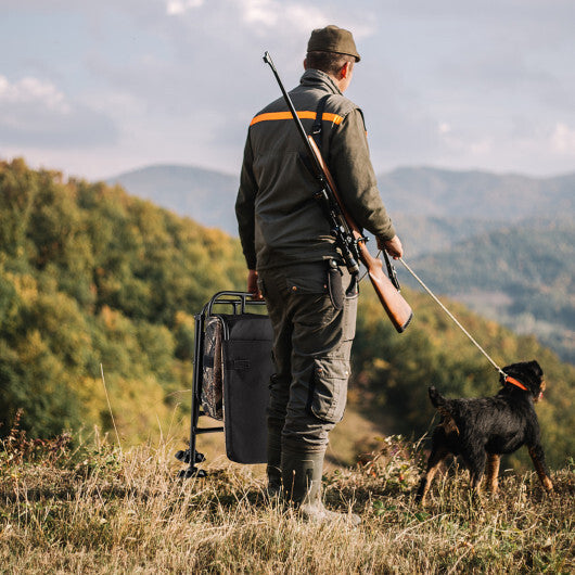 Swivel Folding Chair with Backrest and Padded Cushion-Camouflage W2B