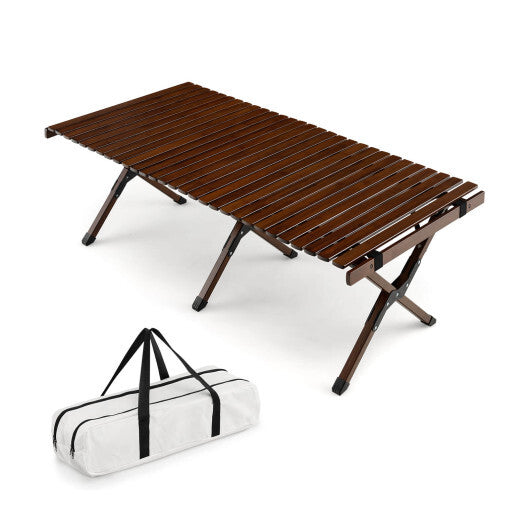 Portable Picnic Table with Carry Bag for Camping and BBQ-Natural