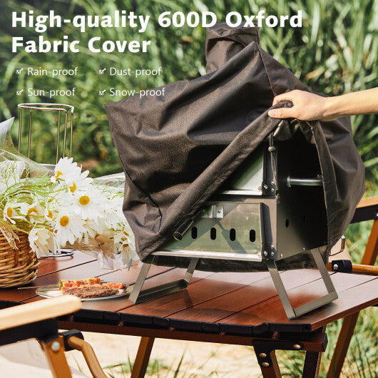 Outdoor Pizza Oven with Anti-scalding Handles and Foldable Legs-Black W2B