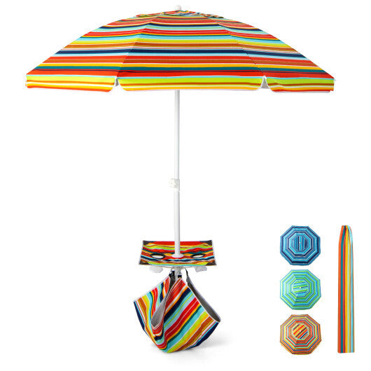 6.5 Feet Patio Beach Umbrella with Waterproof Polyester Fabric-Orange