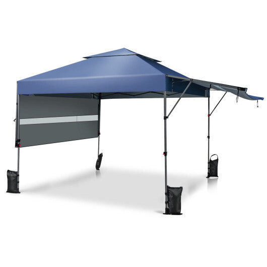 10 x 17.6 Feet Outdoor Instant Pop-up Canopy Tent with Dual Half Awnings-Blue - Color: Blue W2B