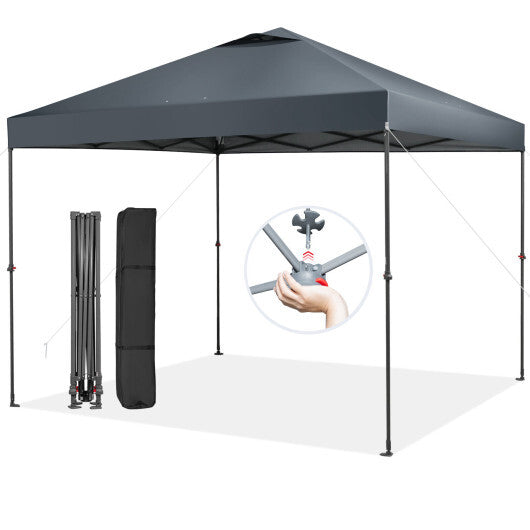 10 x 10 Feet Foldable Outdoor Instant Pop-up Canopy with Carry Bag-Gray - Color: Gray W2B