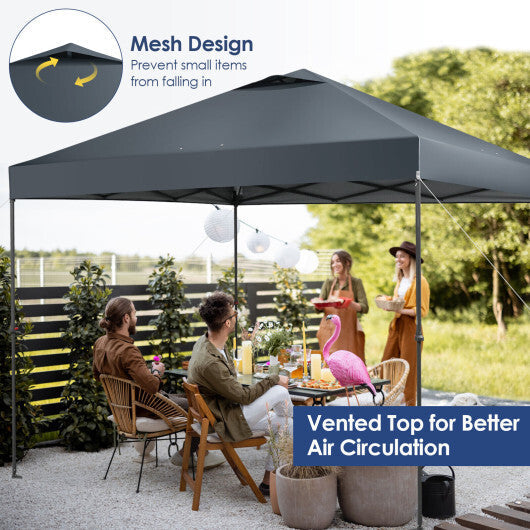 10 x 10 Feet Foldable Outdoor Instant Pop-up Canopy with Carry Bag-Gray - Color: Gray W2B