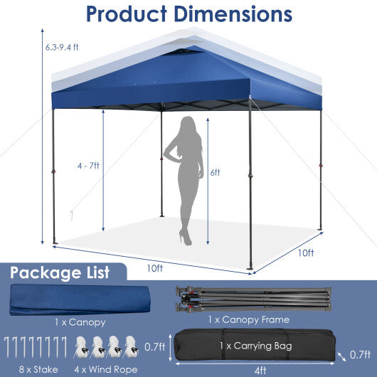 10 x 10 Feet Foldable Outdoor Instant Pop-up Canopy with Carry Bag-Gray W2B
