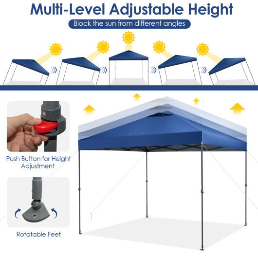 10 x 10 Feet Foldable Outdoor Instant Pop-up Canopy with Carry Bag-Gray W2B