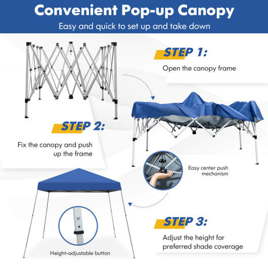10 x 10 Feet Outdoor Instant Pop-up Canopy with Carrying Bag-Pink W2B