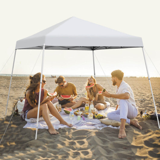 10 x 10 Feet Outdoor Instant Pop-up Canopy with Carrying Bag-Pink W2B