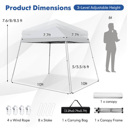 10 x 10 Feet Outdoor Instant Pop-up Canopy with Carrying Bag-Pink W2B