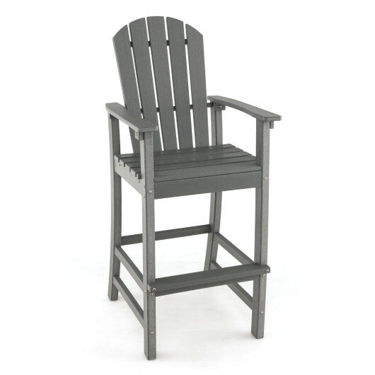 30 Inches Counter Height Outdoor HDPE Bar Stool with Armrests and Footrest-Gray W2B