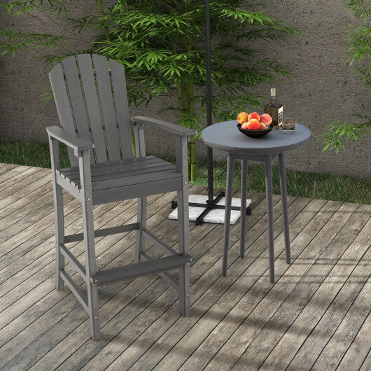 30 Inches Counter Height Outdoor HDPE Bar Stool with Armrests and Footrest-Gray W2B