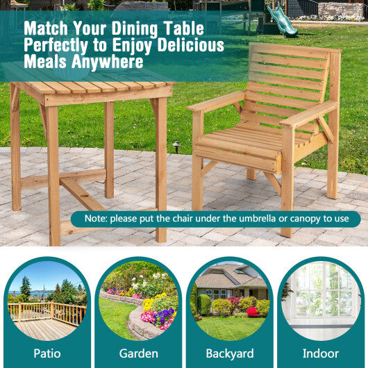 Outdoor Solid Fir Wood Chair with Inclined Backrest W2B