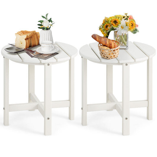 Set of 2 18 Inch Round Weather-Resistant Adirondack Side Tables-Black W2B