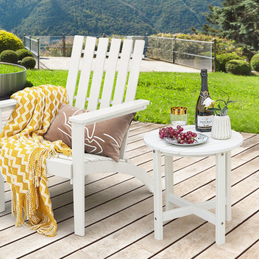 Set of 2 18 Inch Round Weather-Resistant Adirondack Side Tables-Black W2B