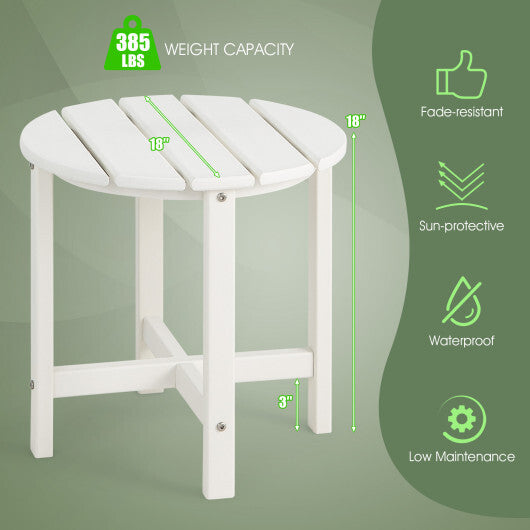 Set of 2 18 Inch Round Weather-Resistant Adirondack Side Tables-Black W2B