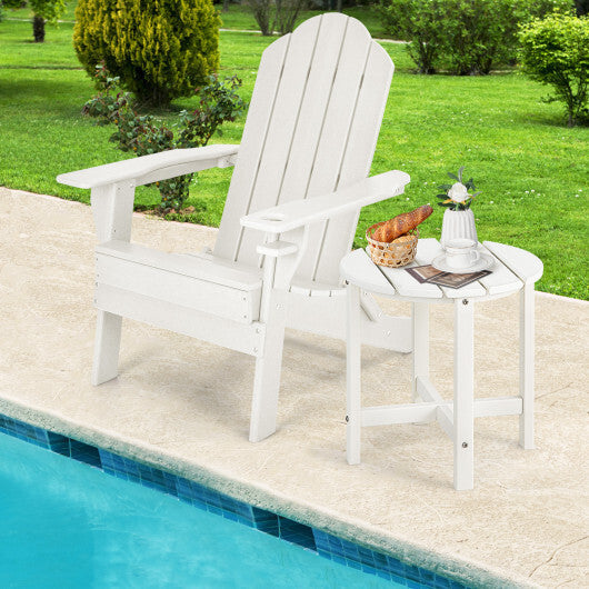 Set of 2 18 Inch Round Weather-Resistant Adirondack Side Tables-Black W2B