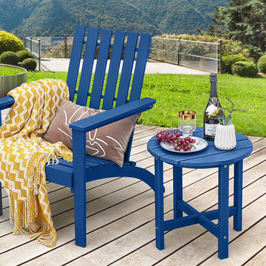 Set of 2 18 Inch Round Weather-Resistant Adirondack Side Tables-Black W2B