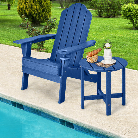 Set of 2 18 Inch Round Weather-Resistant Adirondack Side Tables-Black W2B