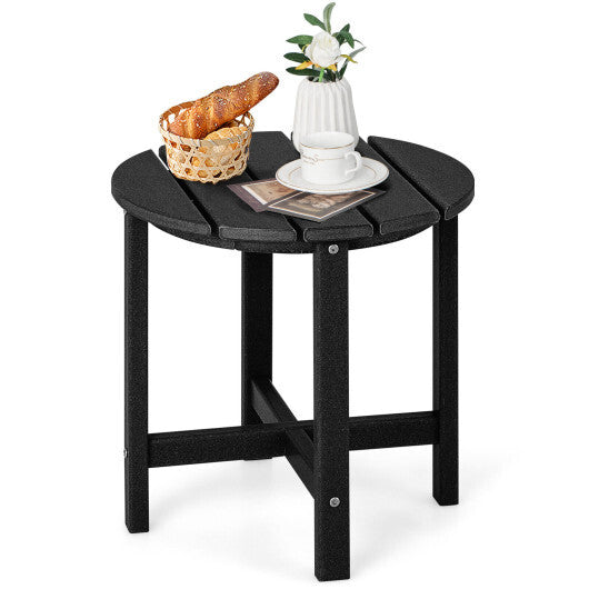 18 Inch Round Weather-Resistant Adirondack Side Table-Navy
