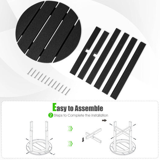 18 Inch Round Weather-Resistant Adirondack Side Table-Navy