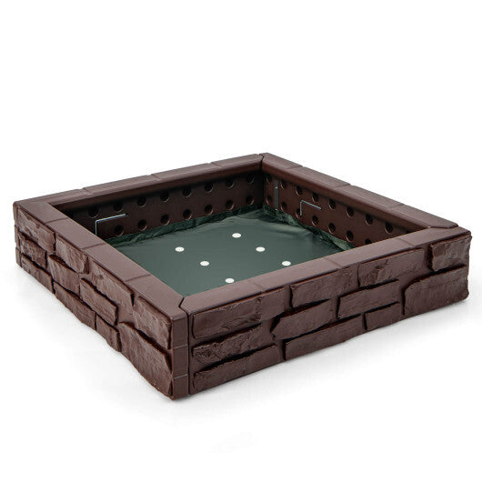 2-In-1 HDPE Kids Sandbox with Cover and Bottom Liner-Brown W2B