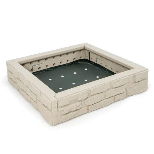 2-In-1 HDPE Kids Sandbox with Cover and Bottom Liner-Brown W2B