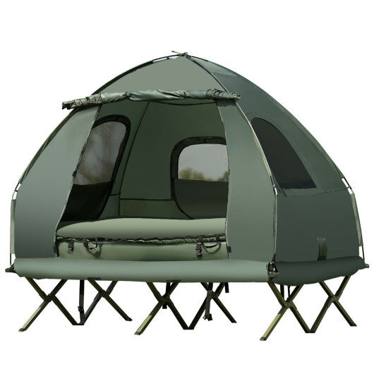 5-in-1 2-Person Foldable Outdoor Camping Tent Cot with Air Mattress and Sleeping Bag W2B