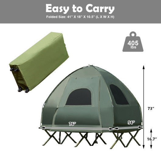 5-in-1 2-Person Foldable Outdoor Camping Tent Cot with Air Mattress and Sleeping Bag W2B