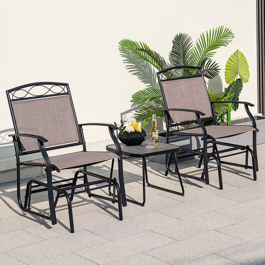 Outdoor Gliding Loveseat Chair with Tempered Glass Coffee Table-2 Pieces W2B