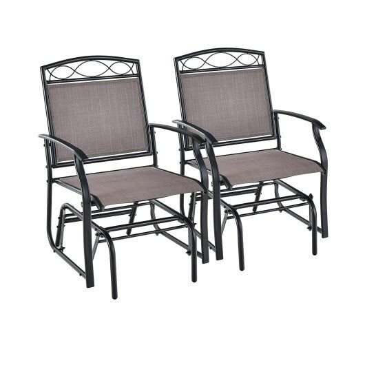 Outdoor Gliding Loveseat Chair with Tempered Glass Coffee Table-2 Pieces W2B