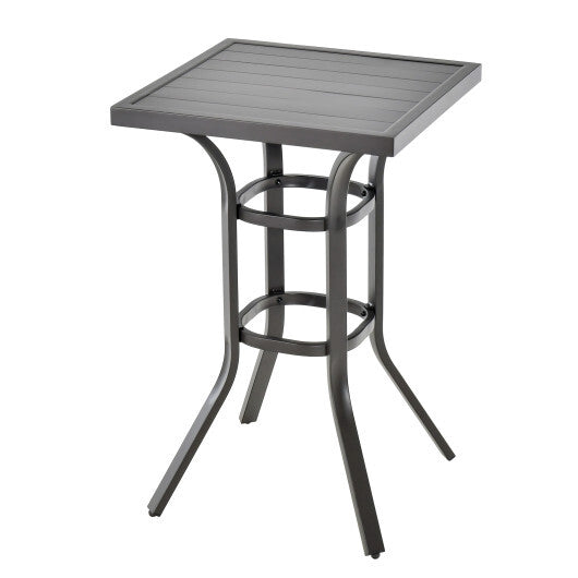 24 Inch Patio Bar Height Table with Aluminum Tabletop and Adjustable Foot Pads W2B