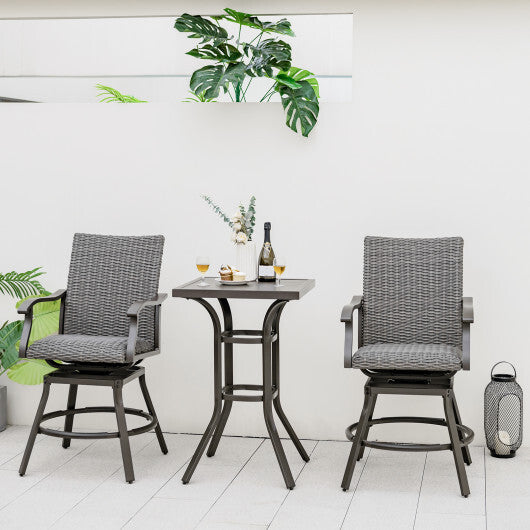 24 Inch Patio Bar Height Table with Aluminum Tabletop and Adjustable Foot Pads W2B