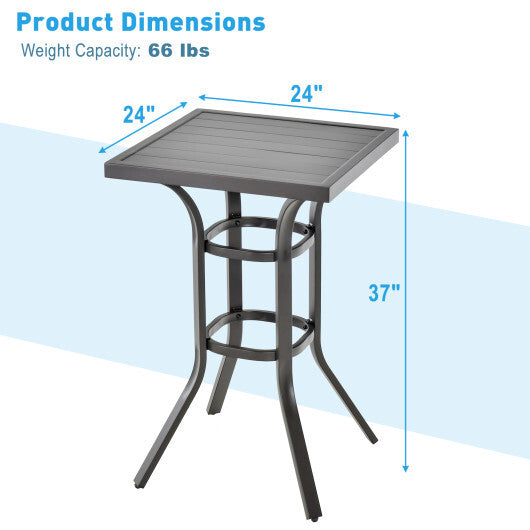 24 Inch Patio Bar Height Table with Aluminum Tabletop and Adjustable Foot Pads W2B