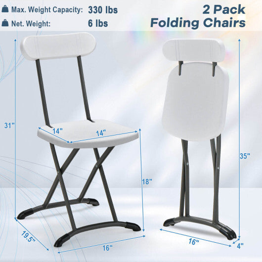 2 Pieces Outdoor Folding Chair Set with Sturdy Frame and Ergonomic Backrest-Black