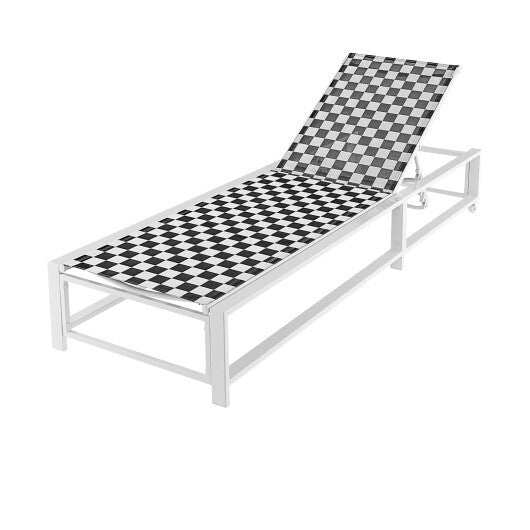 Outdoor Adjustable Patio Chaise Lounge Chair with Wheels and Sturdy Metal Frame W2B